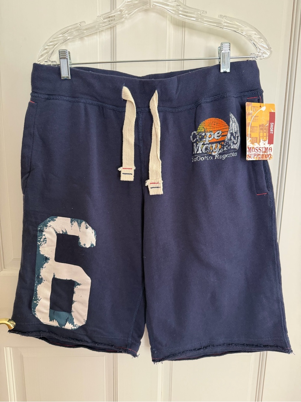 NWT Men’s MOSSIMO SUPPLY CO Drawstring Cotton Raw Edge Shorts Size Small